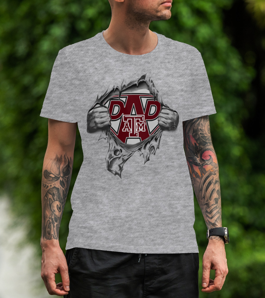 Texas A&M Aggies Dad Super Logo Busting Out T-Shirt