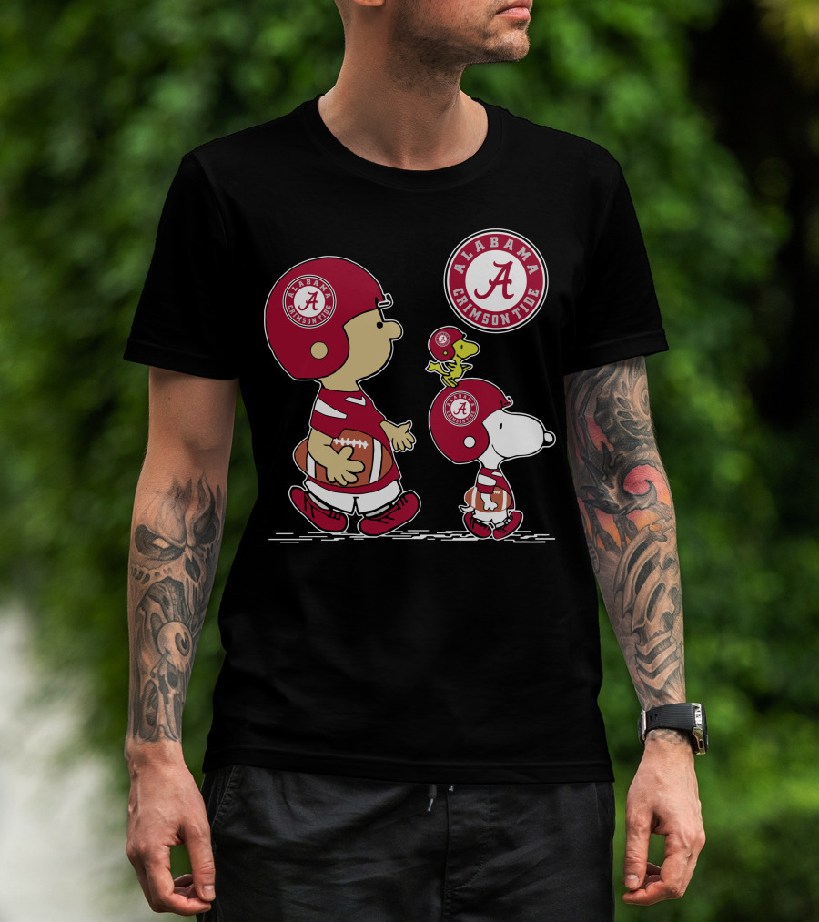 Alabama Crimson Tide Football Peanuts Characters Woodstock And Snoopy T-Shirt
