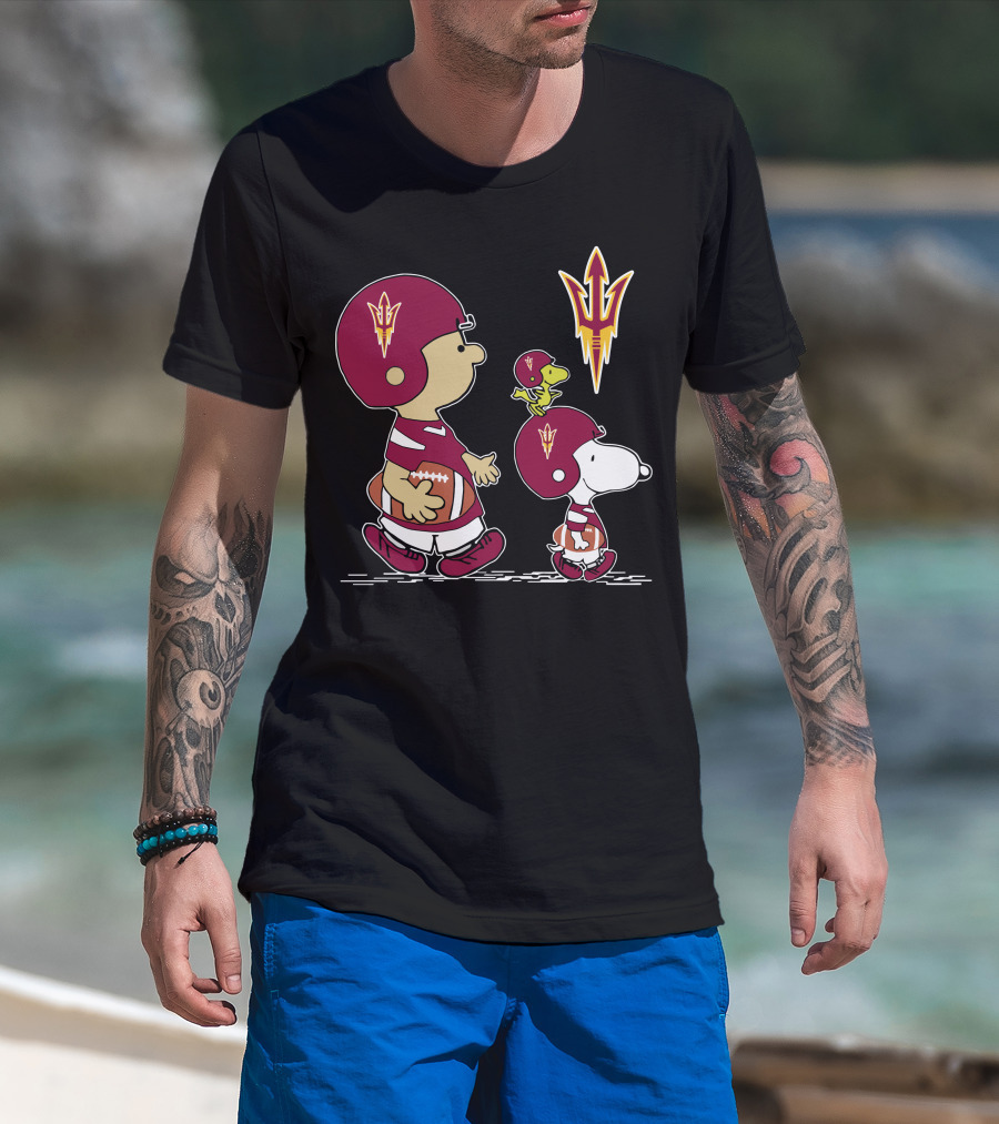 Arizona State Sun Devils Football Charlie Brown And Snoopy T-Shirt