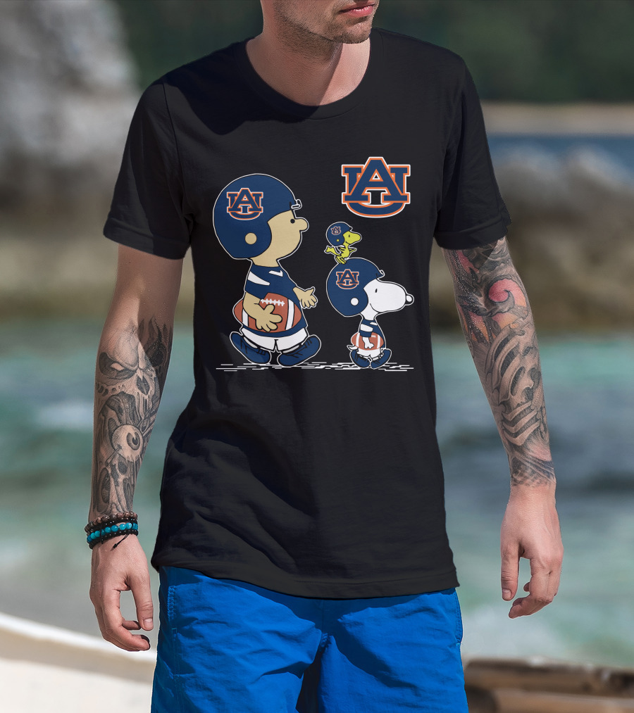 Auburn Tigers Peanuts Characters Football Fan Gear T-Shirt