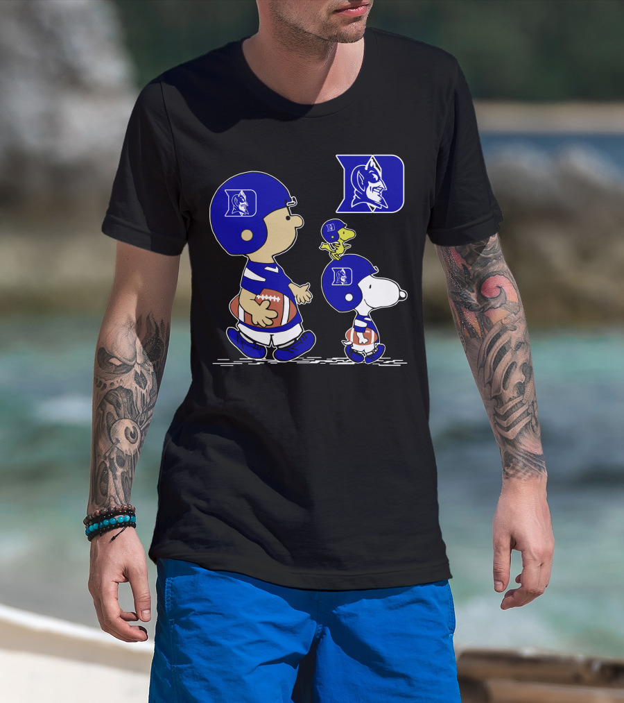 Duke Blue Devils Football Peanuts Characters Team T-Shirt