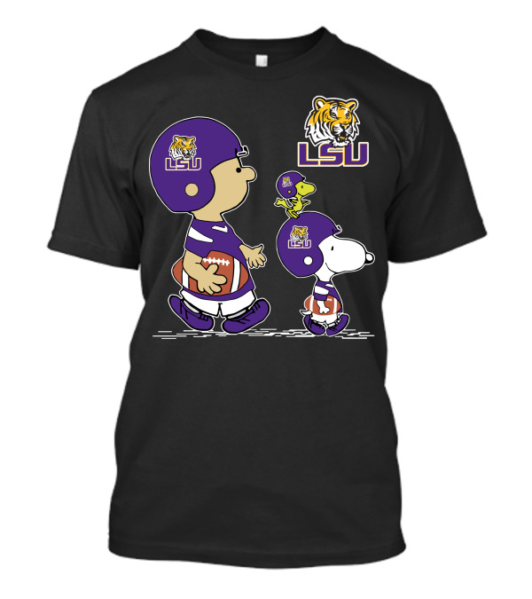 LSU Tigers Football Peanuts Characters Helmet T-Shirt
