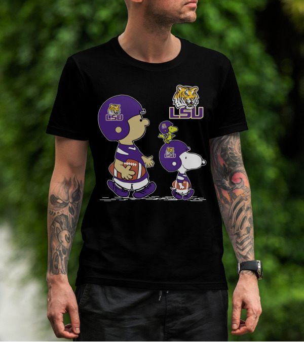 LSU Tigers Football Peanuts Characters Helmet T-Shirt