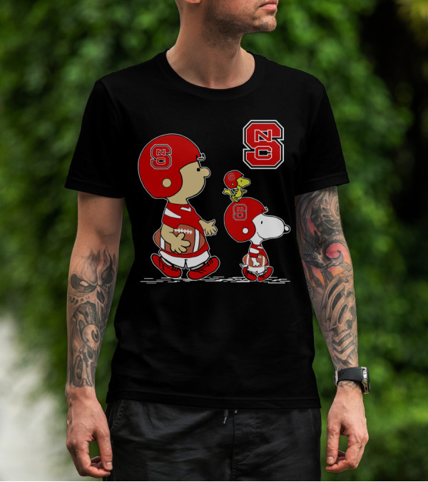 NC State Wolfpack Peanuts Football Adventure Charlie Brown Snoopy Woodstock T-Shirt