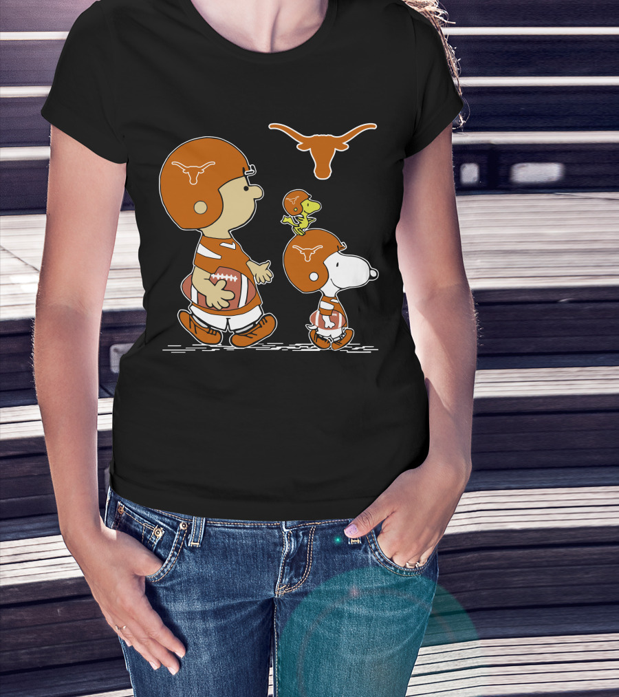Texas Longhorns Football Peanuts Characters Helmet T-Shirt