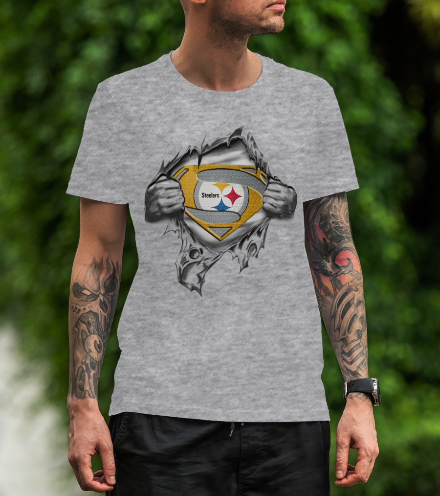Steelers Logo Ripped Superman Shield T-Shirt