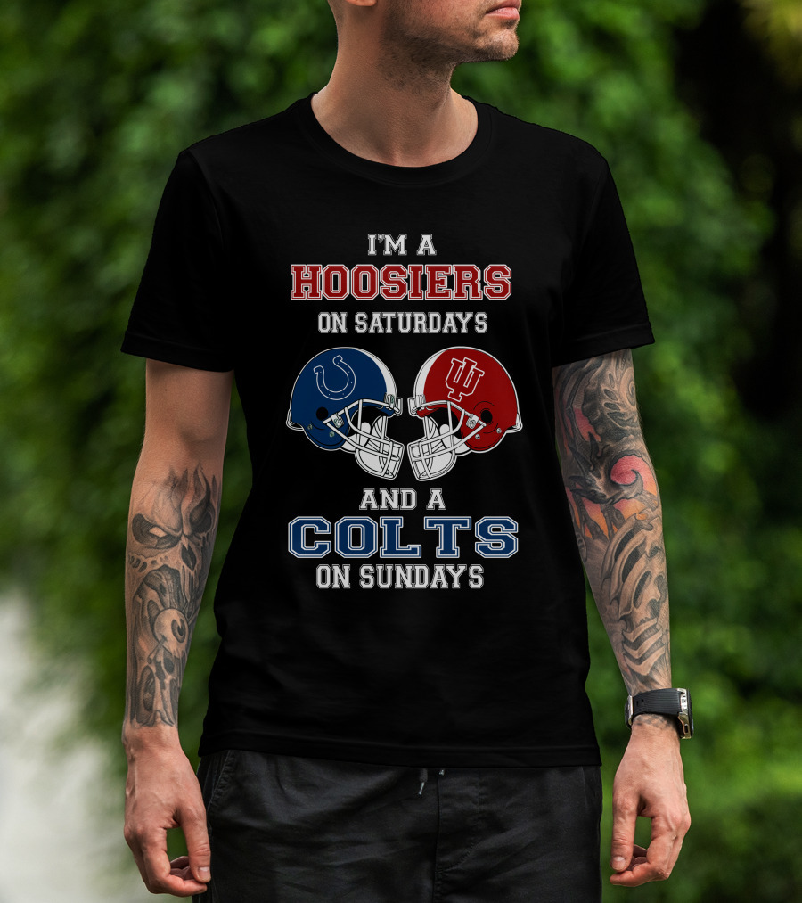 Hoosiers Saturdays Colts Sundays Football Helmets T-Shirt