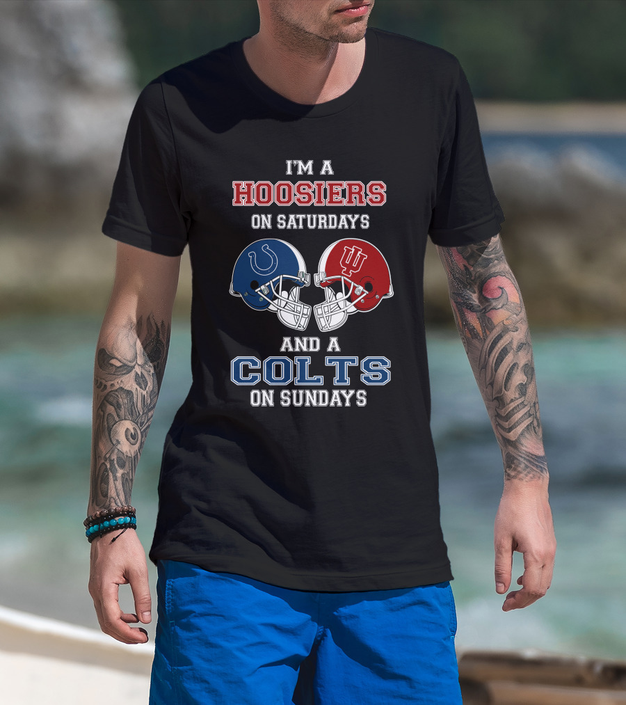 Hoosiers Saturdays Colts Sundays Football Helmets T-Shirt