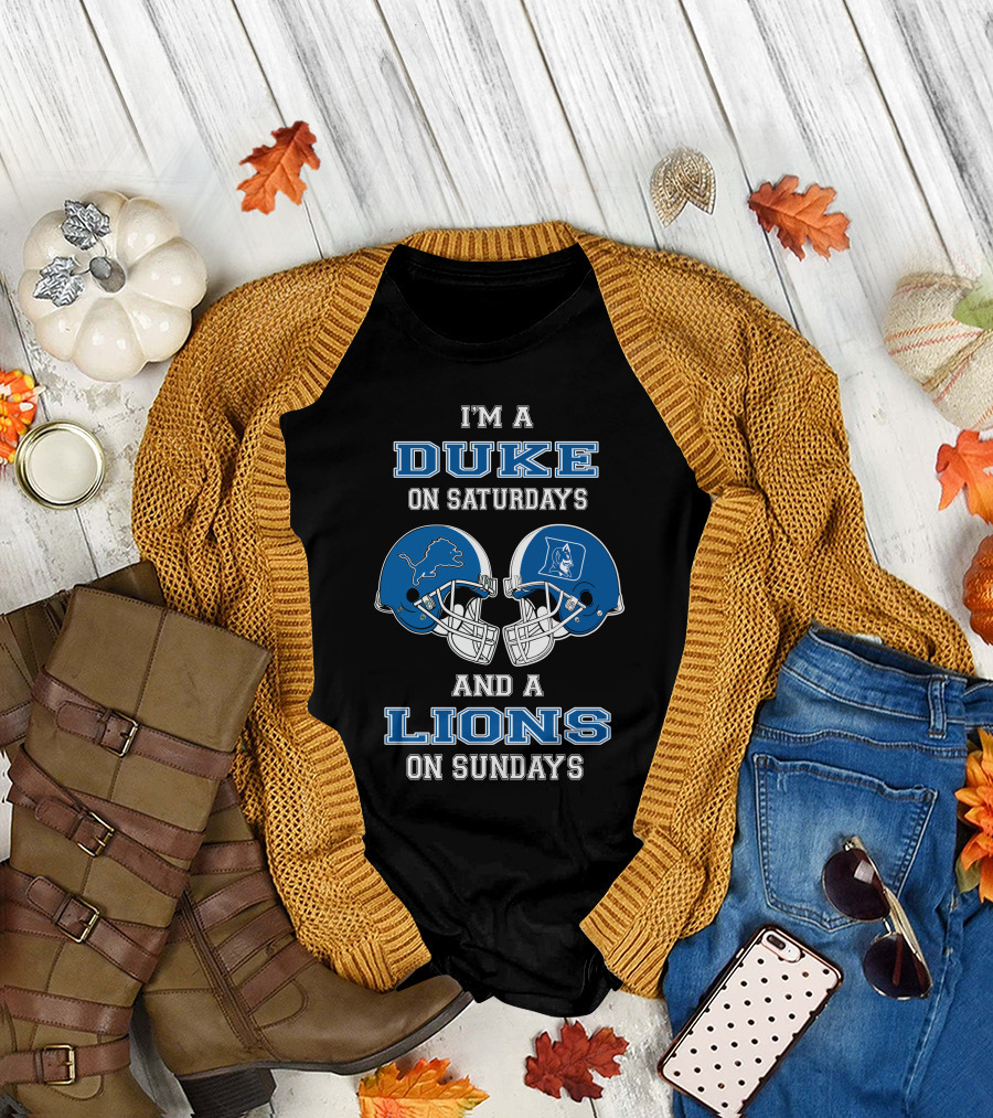 Duke Saturdays Lions Sundays Football Helmets T-Shirt