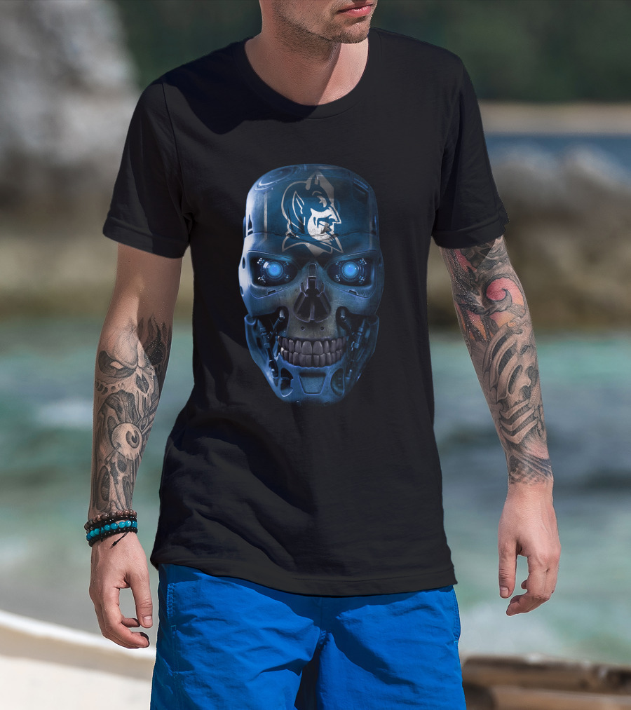 Blue Devils Skull Robot Face T-Shirt
