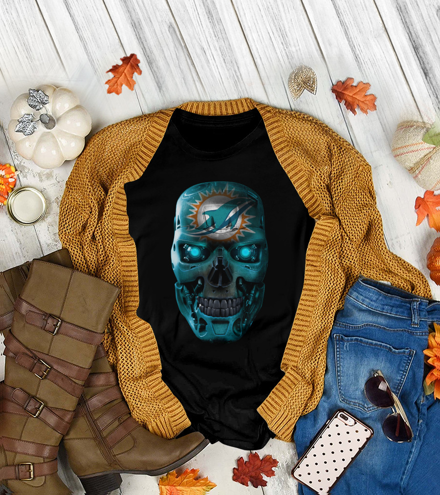 Miami Dolphins Skull Robo T-Shirt