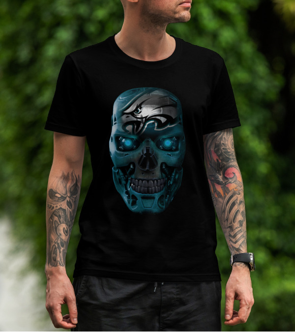 Skull Eagles Cyborg Metallic Glow T-Shirt
