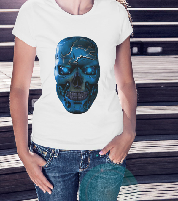 Detroit Lions Cyber Skull T-Shirt