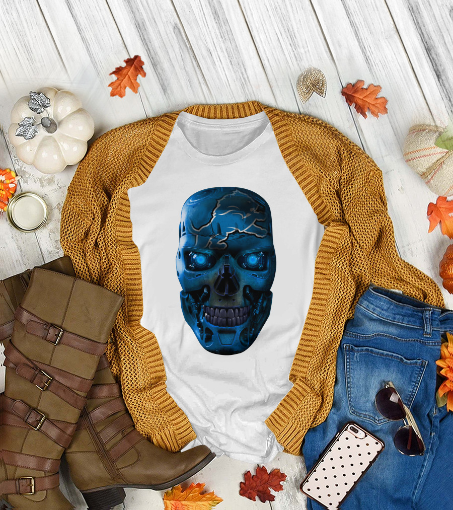 Detroit Lions Cyber Skull T-Shirt