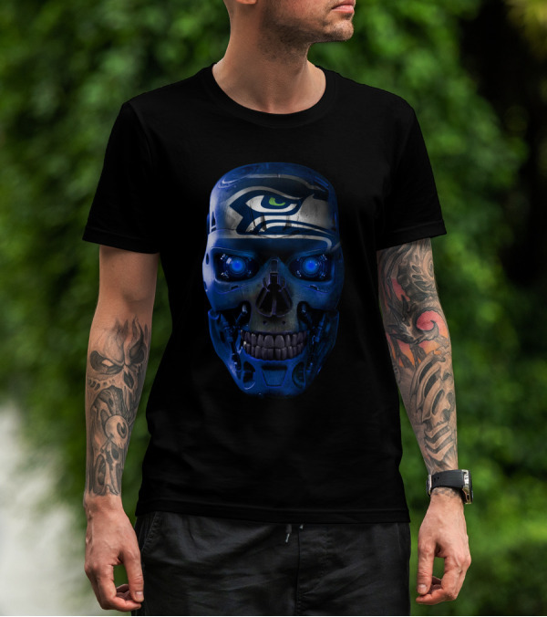 Seahawks Skull Robot Futuristic T-Shirt