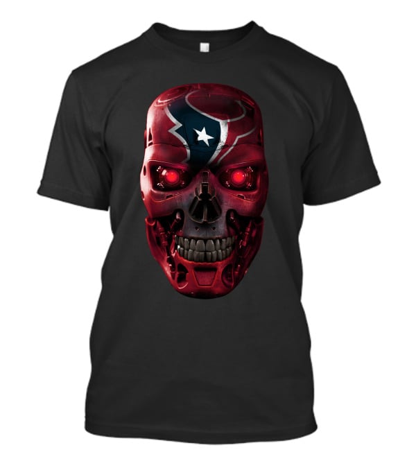 Skull Texans Robot Star Head With Red Eyes T-Shirt