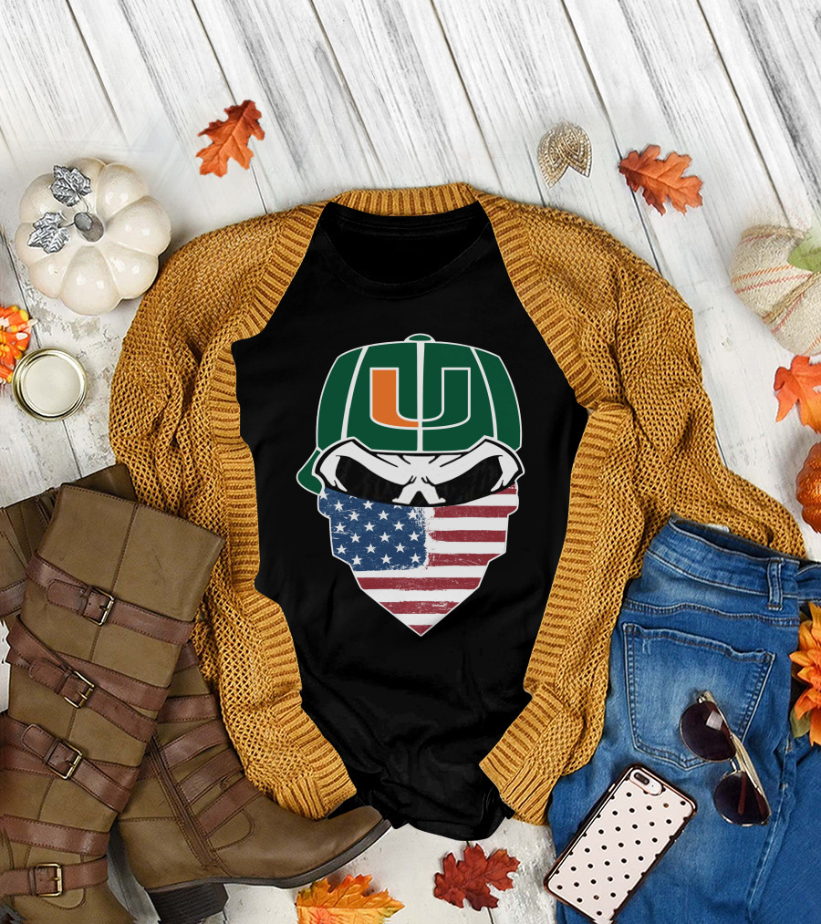 Hurricanes Skulls U American Flag Bandana T-Shirt
