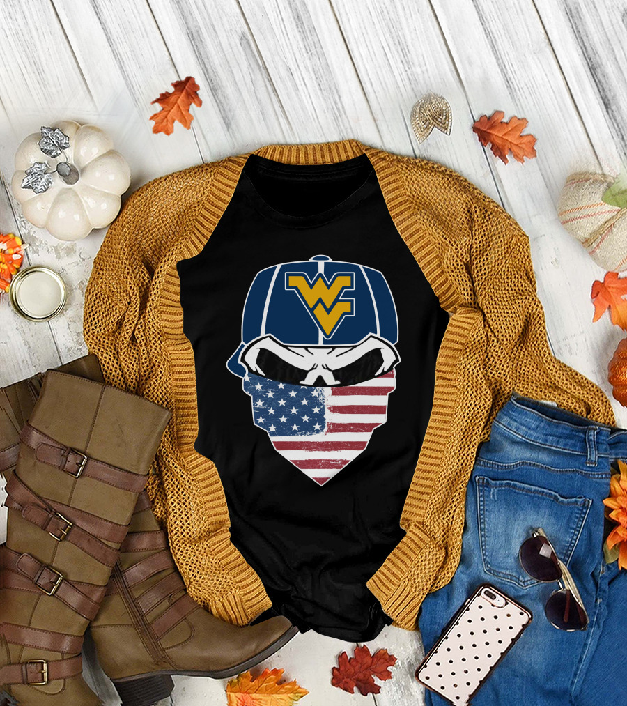 Mountaineers Skuls American Flag Bandana WV T-Shirt