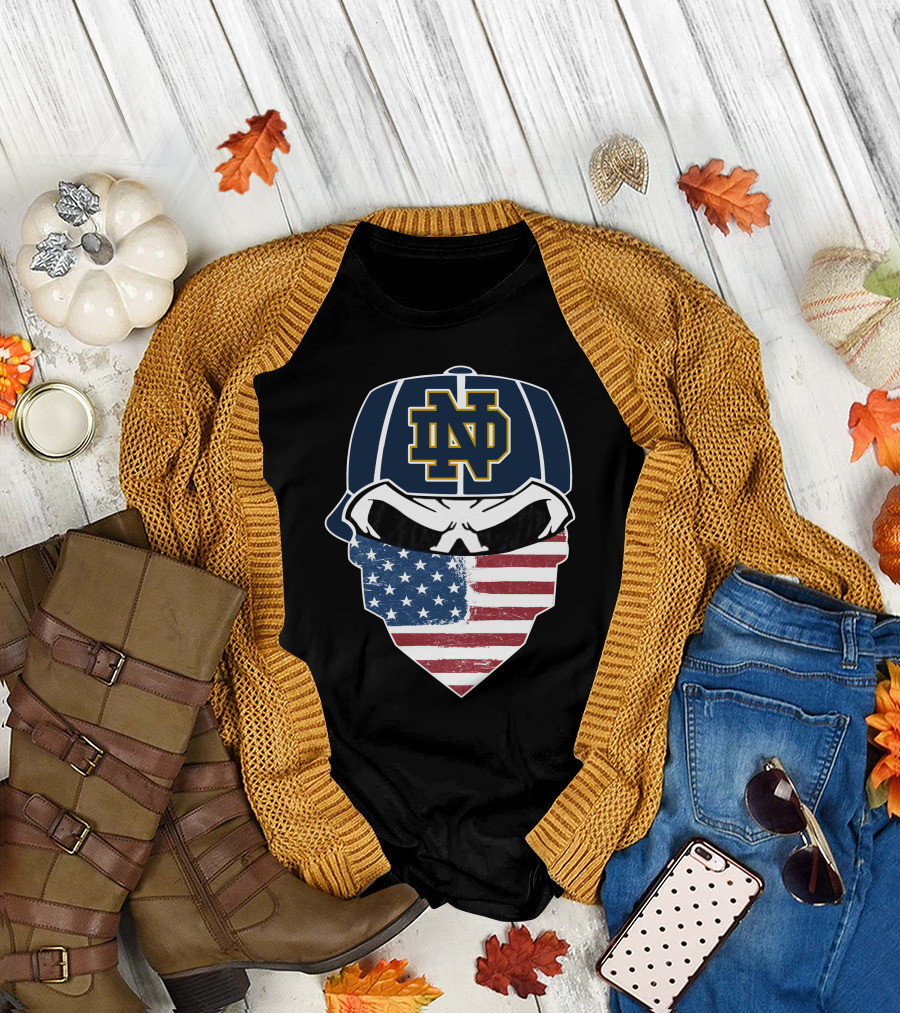 Notre Dame Skulls USA Flag Bandana ND Cap T-Shirt