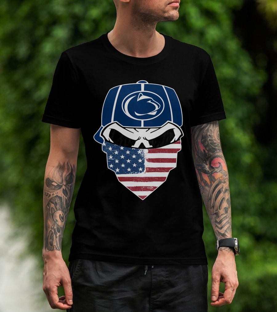 Penn State Skulls American Flag Bandana T-Shirt