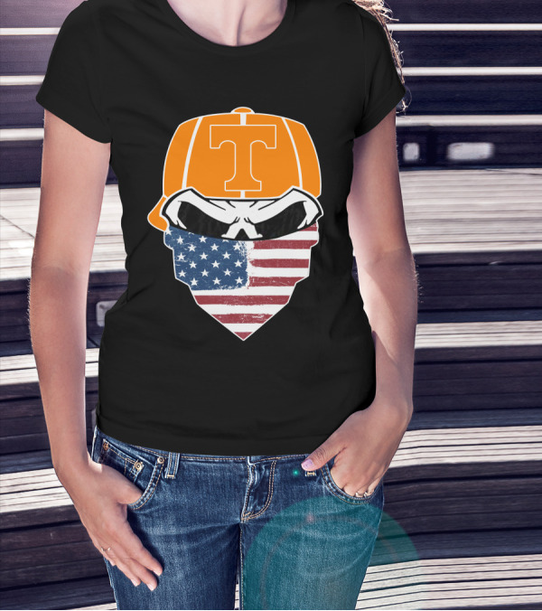 Tennessee Volunteer Skuls American Flag Bandana T-Shirt