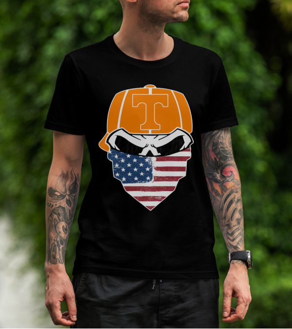 Tennessee Volunteer Skuls American Flag Bandana T-Shirt