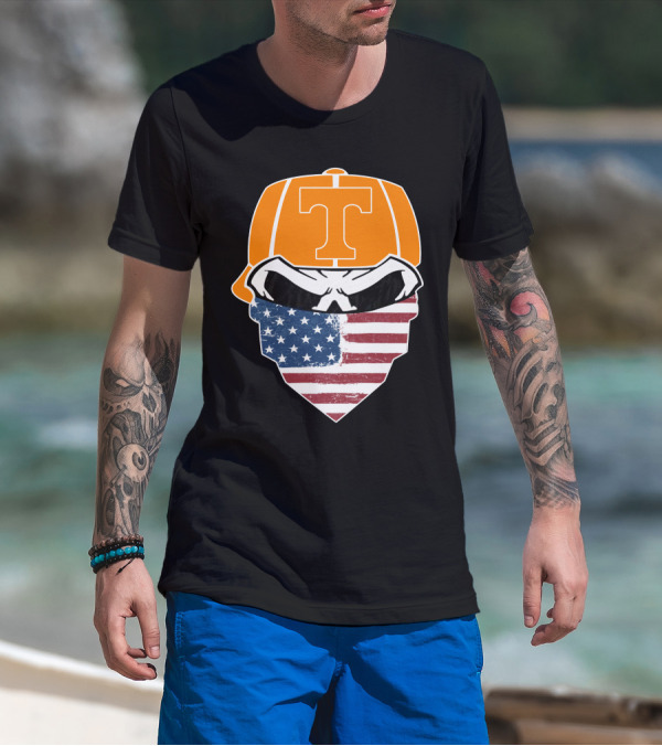 Tennessee Volunteer Skuls American Flag Bandana T-Shirt