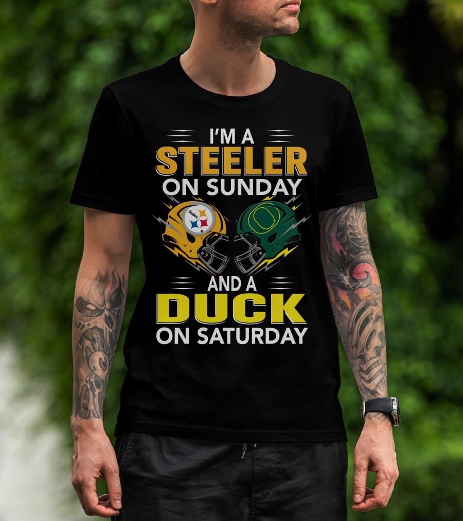 I'm A Steeler On Sunday And A Duck On Saturday Football Helmets T-Shirt
