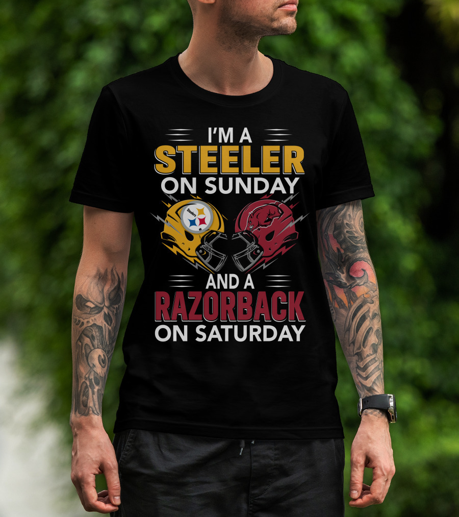 I'm A Steeler On Sunday And A Razorback On Saturday T-Shirt
