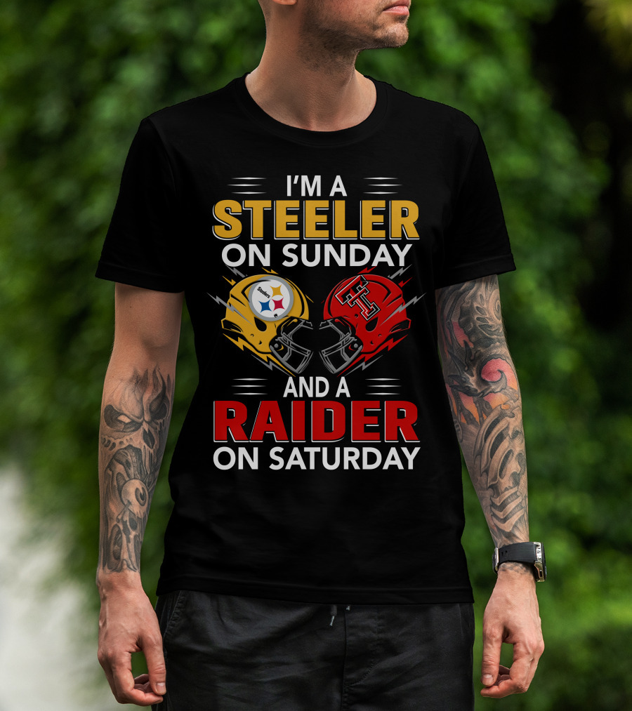 I'm A Steeler On Sunday And A Raider On Saturday Football Helmets T-Shirt