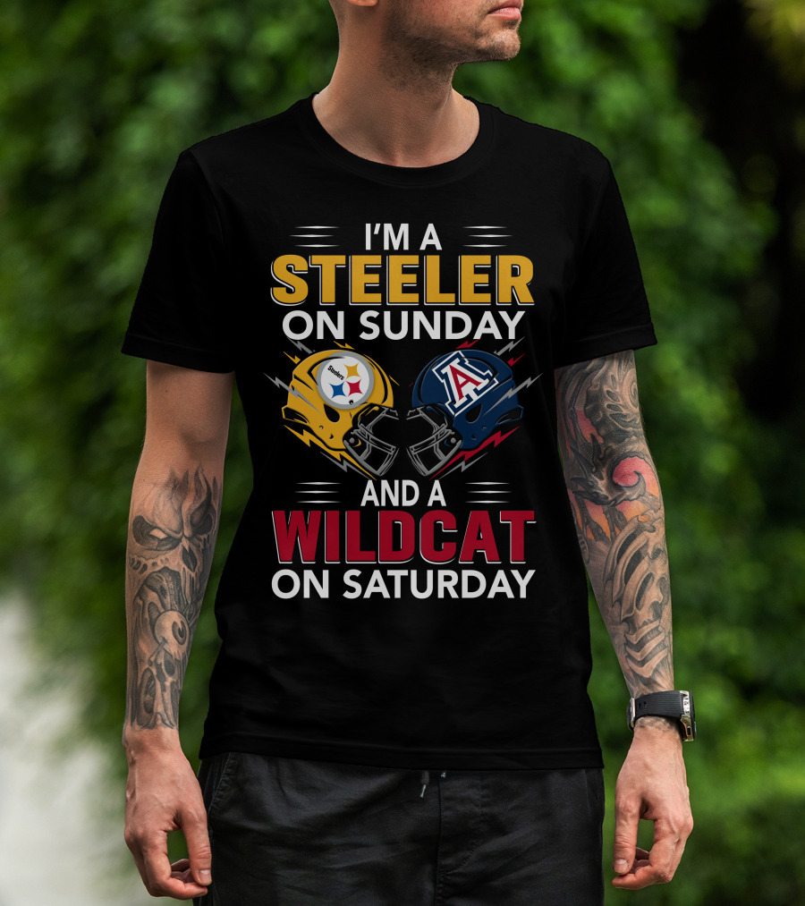 I'm A Steeler On Sunday And A Wildcat On Saturday Helmet Clash T-Shirt