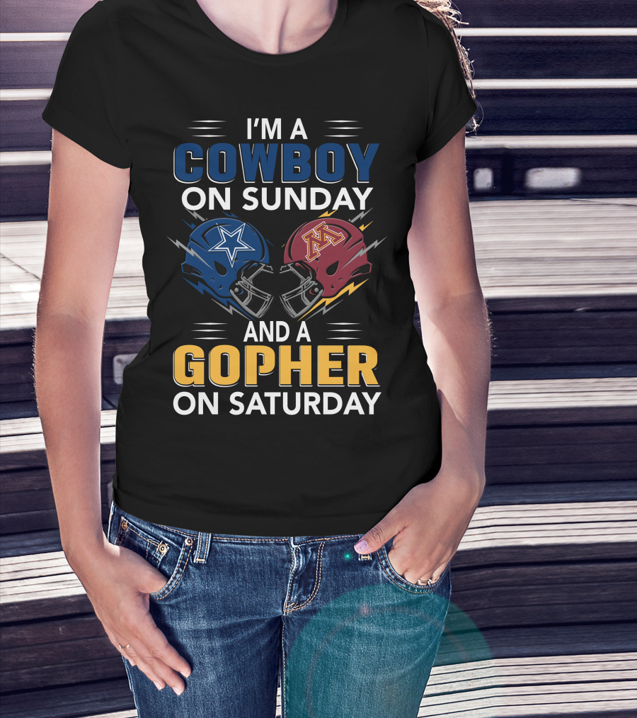 I'm A Cowboy On Sunday And A Gopher On Saturday With Helmet Designs T-Shirt