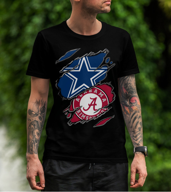 Dallas Cowboys Star Alabama Crimson Tide Crimson And White T-Shirt