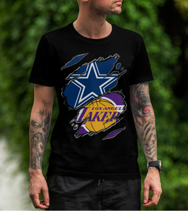 Dallas Cowboys Los Angeles Lakers Fan Crossover T-Shirt