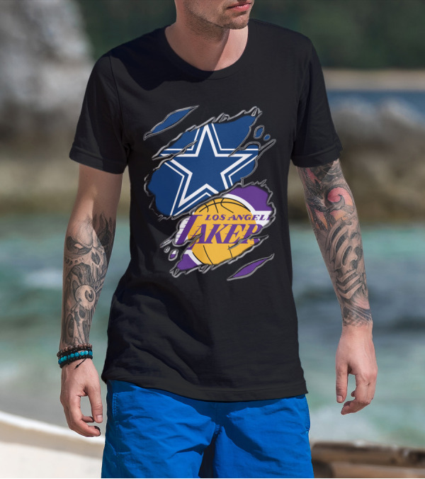 Dallas Cowboys Los Angeles Lakers Fan Crossover T-Shirt