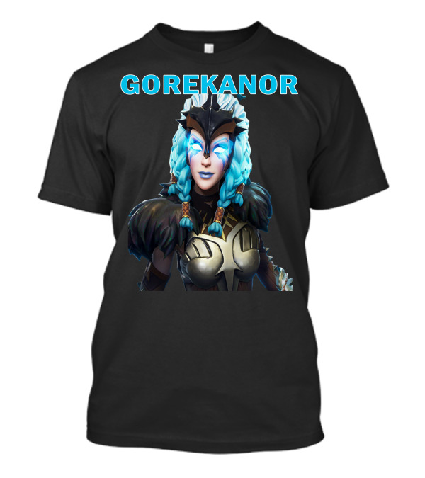GOREKANOR Mythical Warrior With Ice Blue Hair And Armor T-Shirt