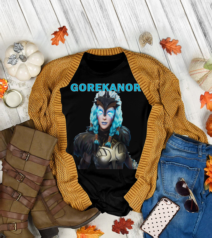 GOREKANOR Mythical Warrior with Ice Blue Hair and Armor T-Shirt