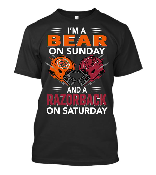 I'm A Bear On Sunday And A Razorback On Saturday Sports Football Helmets T-Shirt