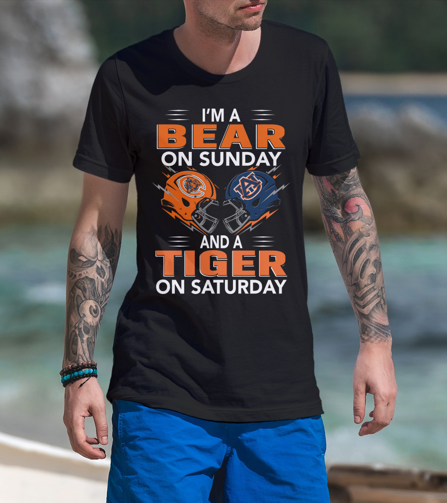 I'm A Bear On Sunday And A Tiger On Saturday Football Pride T-Shirt