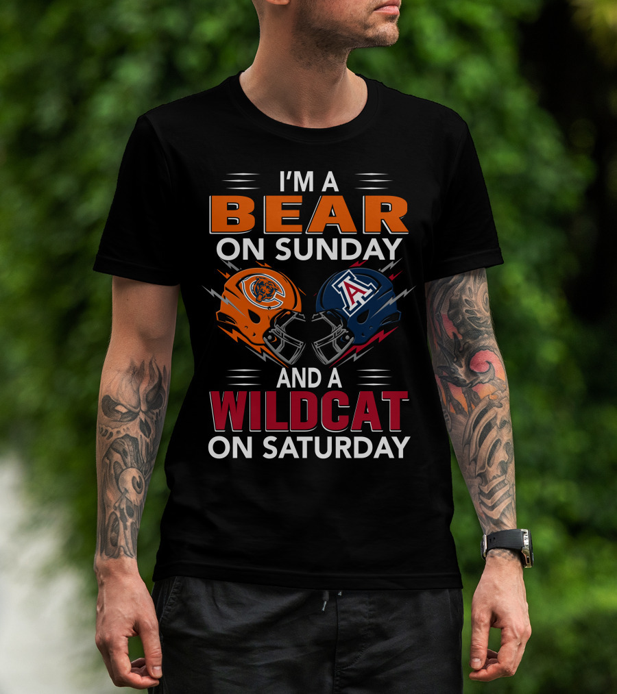 I'm A Bear On Sunday And A Wildcat On Saturday Football Helmet T-Shirt