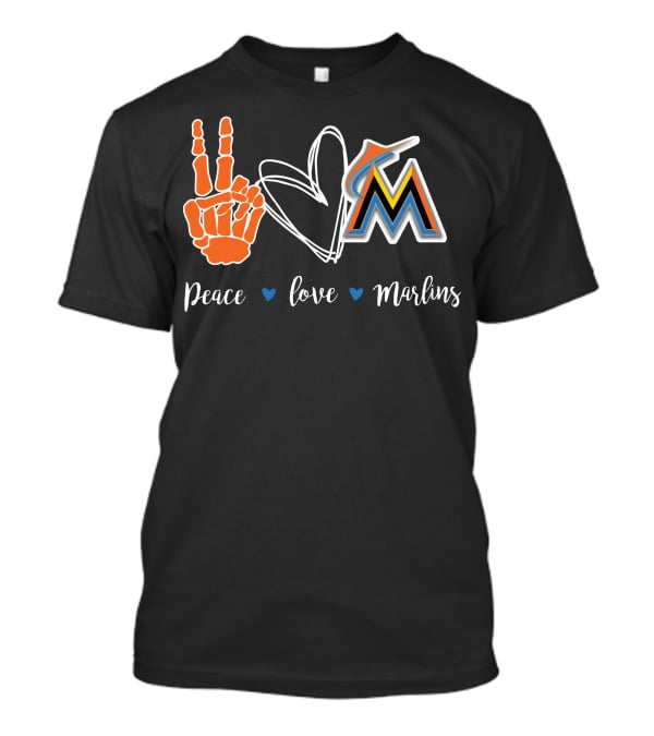 Peace Love Marlins Miami Marlins T-Shirt
