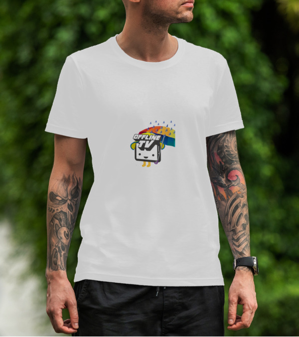 Offline TV Cartoon Character With Rainbow Umbrella T-Shirt
