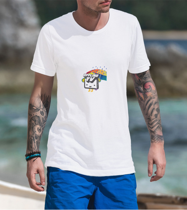 Offline TV Cartoon Character With Rainbow Umbrella T-Shirt