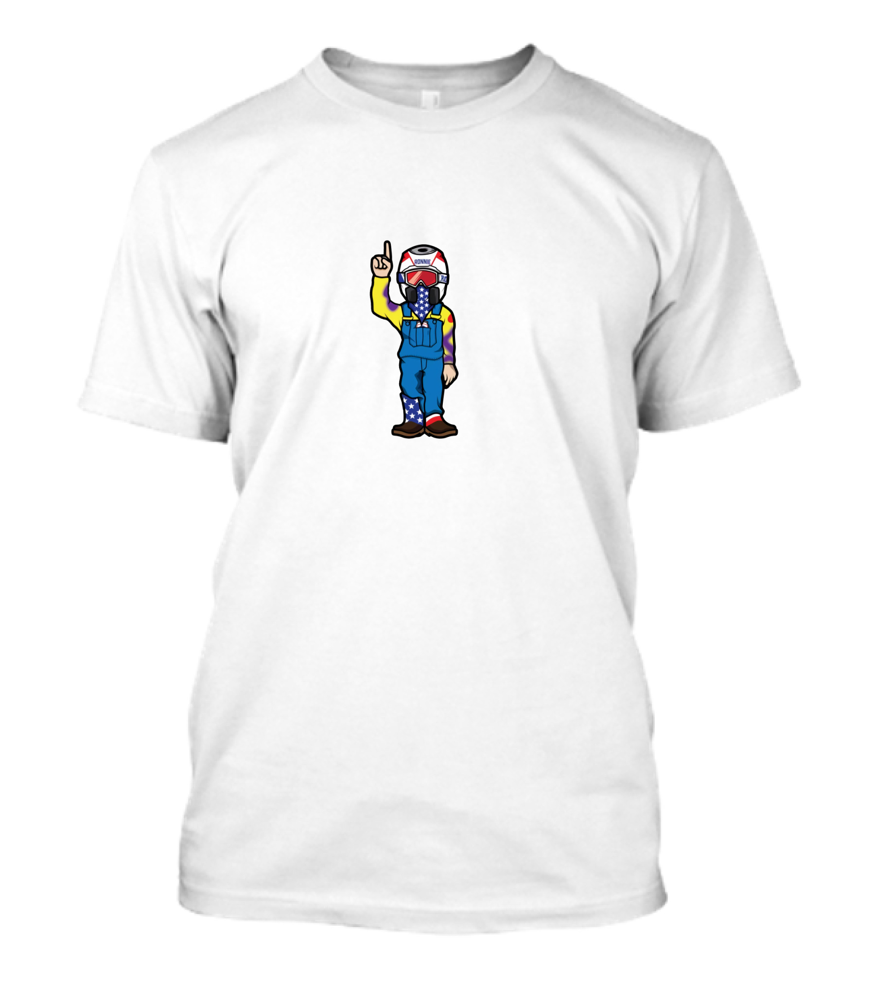 Uncle Ron Racing Helmet American Flag Overalls T-Shirt