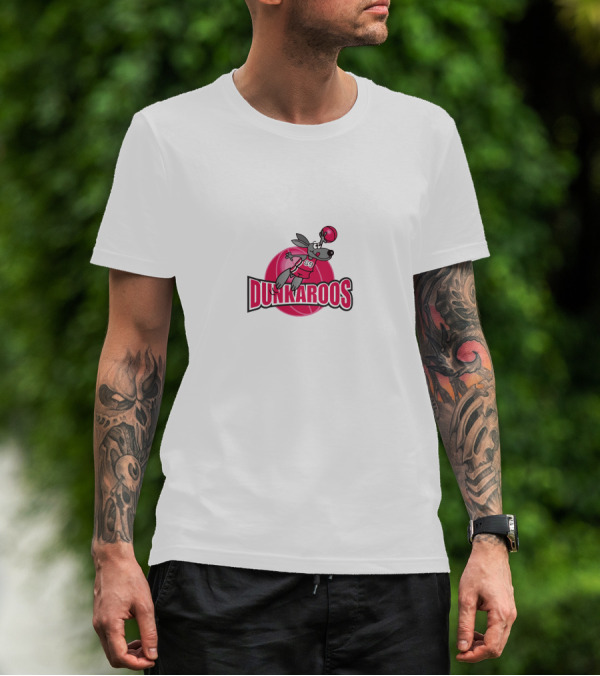 Dunkaroos Basketball Kangaroo With Jersey Number 89 Jumping On Pink Ball T-Shirt