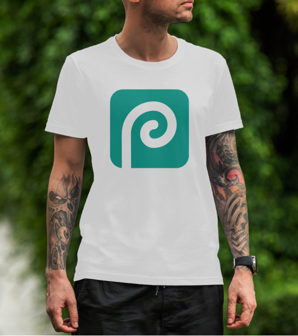 Photopea Logo Green Square Icon With White Curved P T-Shirt