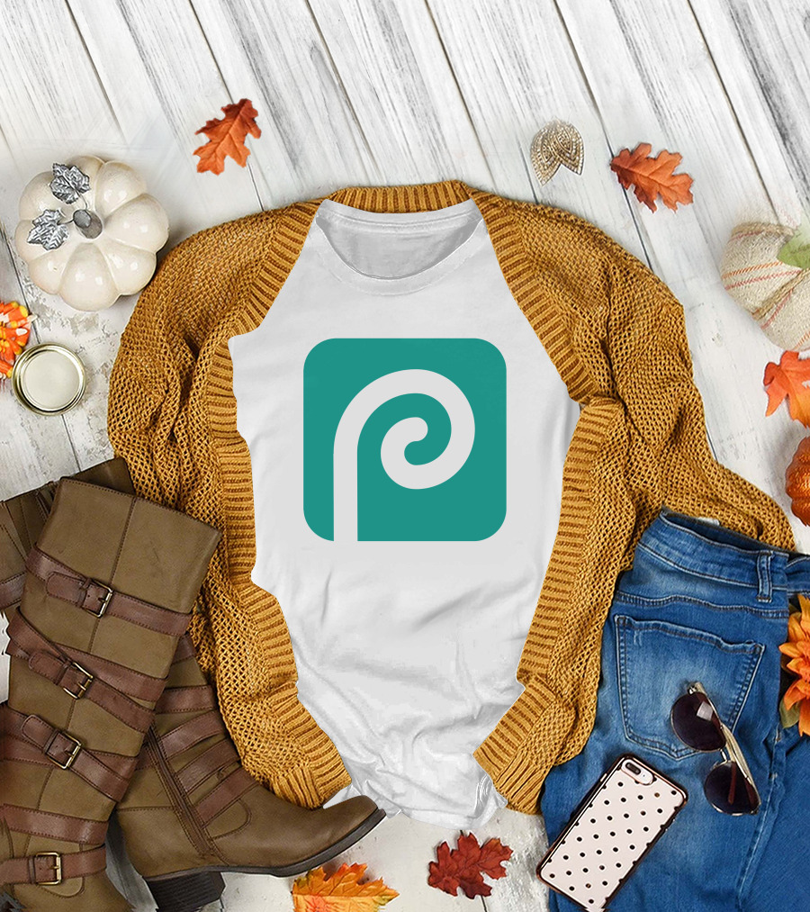 Photopea Logo Green Square Icon with White Curved P T-Shirt
