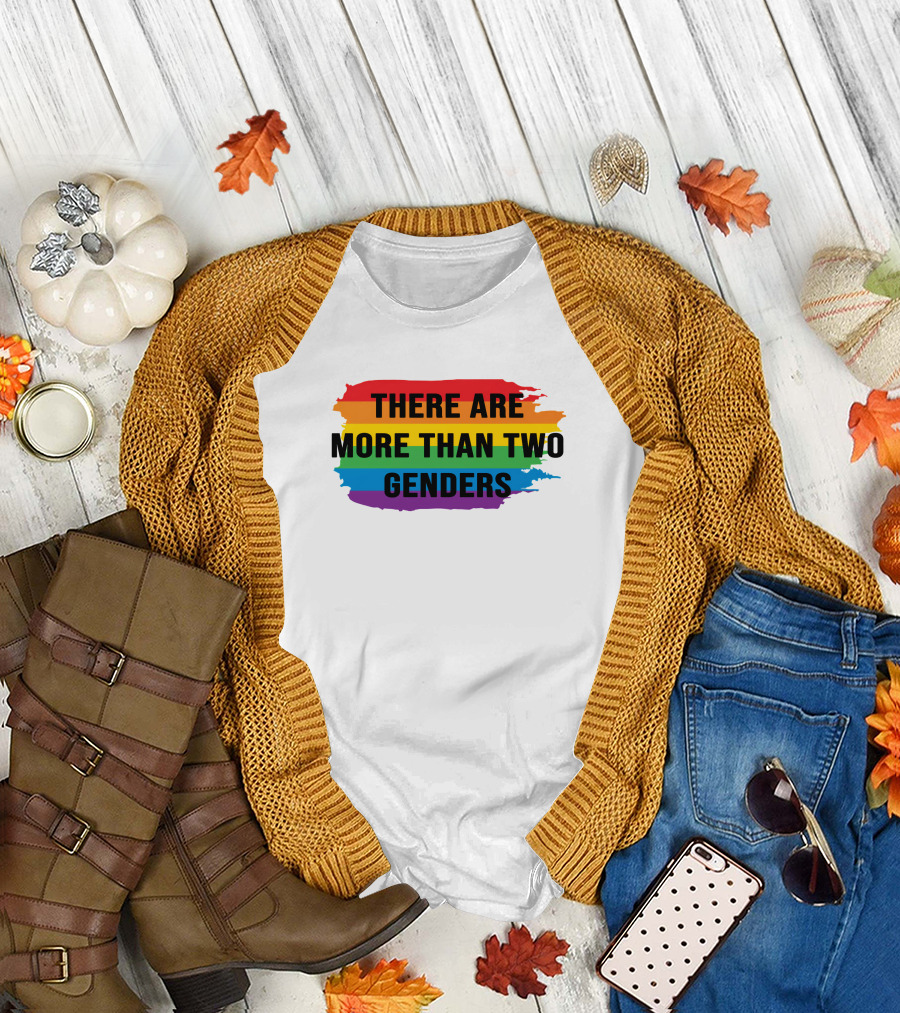 THERE ARE MORE THAN TWO GENDERS Rainbow Pride Flag T-Shirt