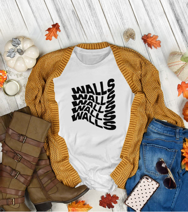 Wavy Black Walls Text Distortion T-Shirt