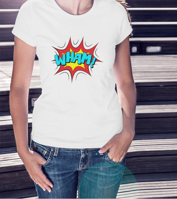 WHAM Comic Book Style Pop Art Explosion T-Shirt